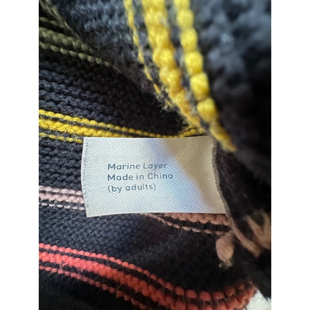 Marine Layer Womens XS Cotton Striped Crewneck Sweater Navy Blue Rainbow Shaker - Picture 6 of 7